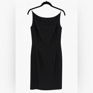 Escada Black Sleeveless Dress with Beaded Trim